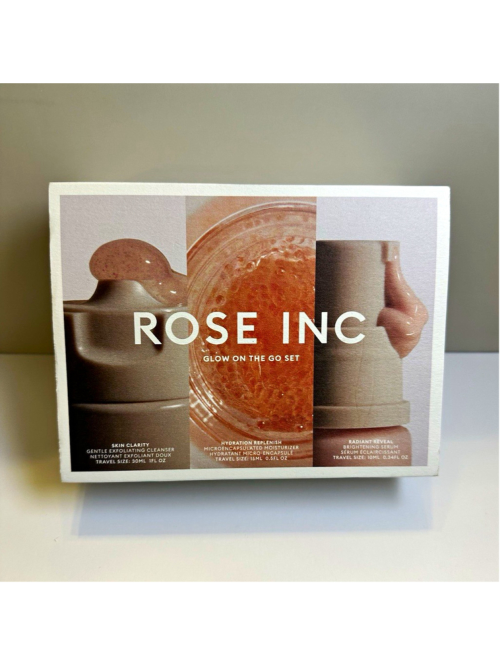 ROSE INC Glow On The Go Vitamin C Travel Set 3-Pc Cleanser Moisturizer Serum